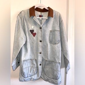 🔥Vintage Sun Belt Denim Blue Jean Jacket long, Size medium.